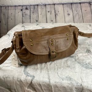 Brown faux leather log shaped purse! Crossbody